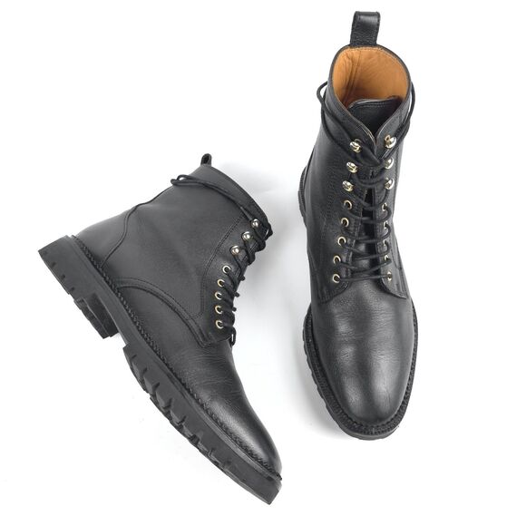 & OTHER STORIES Lace-Up Boots Black Leather Grunge Minimal Witchy Goth Boho Y2k - Picture 1 of 12